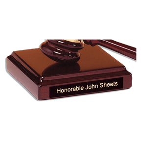 4 1/2" x 4 1/2" Rosewood Piano Finish Sounding Block with Black Plate for Personalization (Gavel Sold Separately)