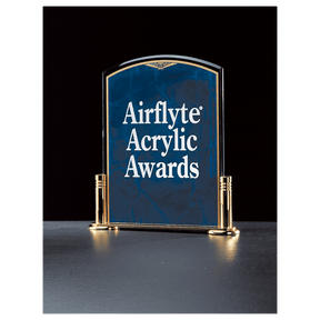 6" x 7"  Airflyte Sapphire Marble Acrylic with Gold-Plated Brass Stand