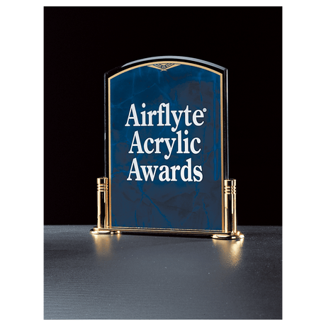 6" x 7"  Airflyte Sapphire Marble Acrylic with Gold-Plated Brass Stand