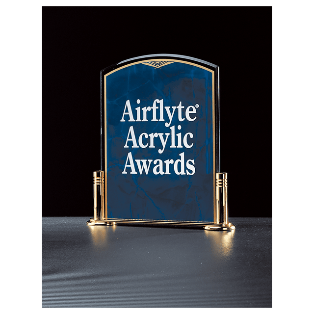 6" x 7"  Airflyte Sapphire Marble Acrylic with Gold-Plated Brass Stand