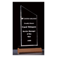 4 1/2" x 9 1/4"  Zenith Series Clear Acrylic with Black Acrylic Base and Walnut Base