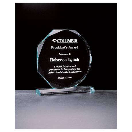7" x 7 3/4" Octagon Series Jade Acrylic Award