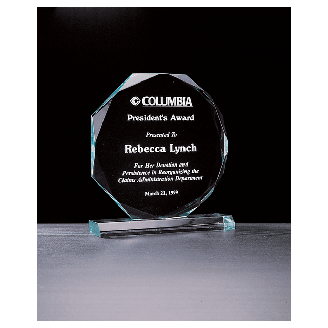 7" x 7 3/4" Octagon Series Jade Acrylic Award
