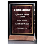 Ruby Marble Acrylic Award with American Walnut 7" x 9 5/8" Base
