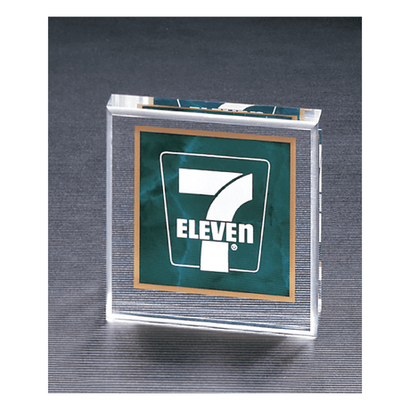 3 3/4" x 3 3/4" Emerald Marble Design Acrylic Paperweight