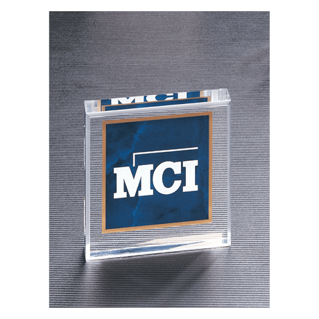 3 3/4" x 3 3/4" Sapphire Marble Design Acrylic Paperweight