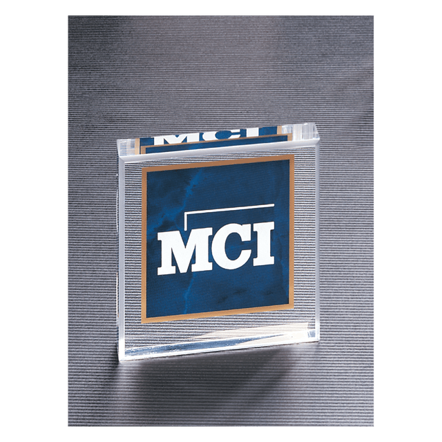3 3/4" x 3 3/4" Sapphire Marble Design Acrylic Paperweight