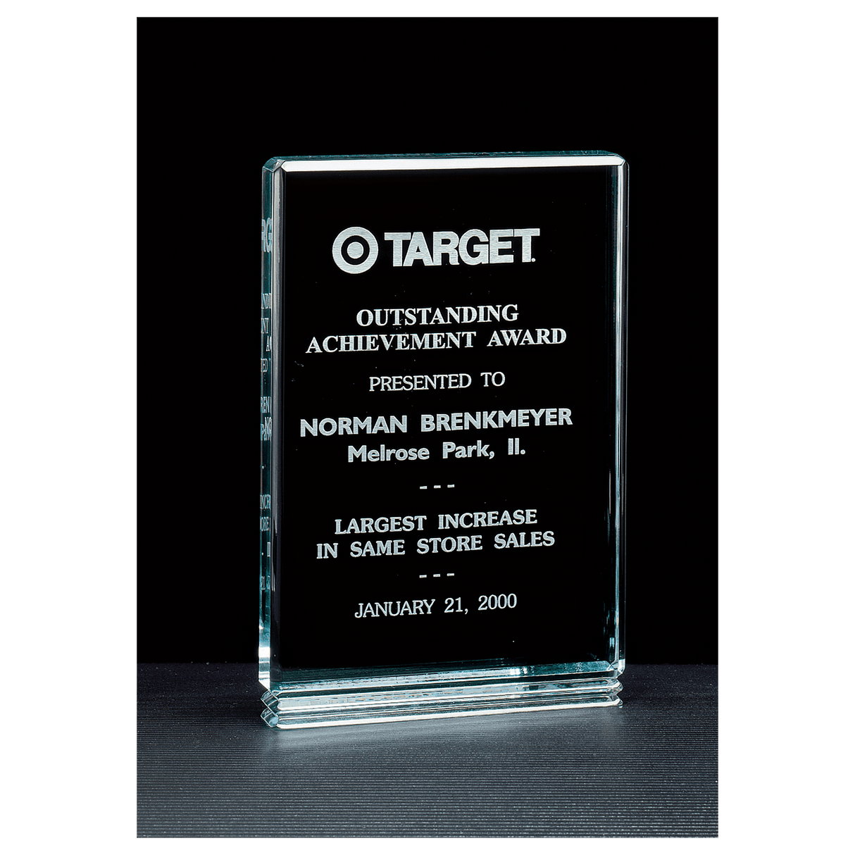 5" x 7 1/2" Classic Series Jade Acrylic Free Standing Award