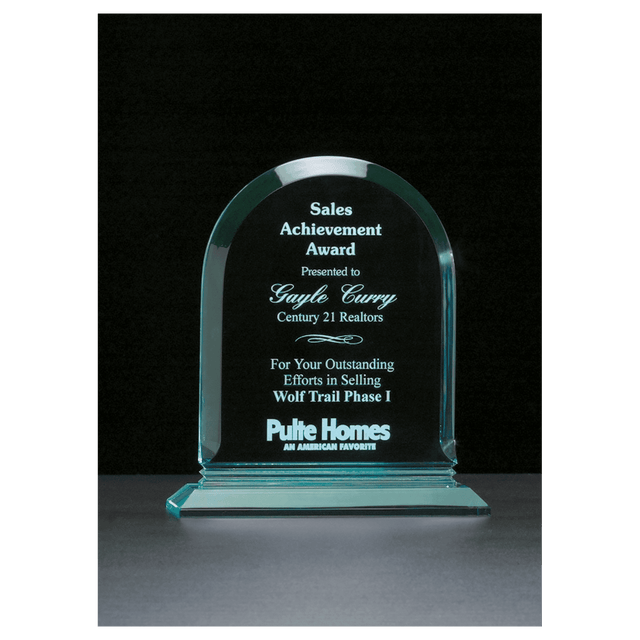 7 1/2" x 8 3/4" Arch Series Jade Acrylic Award