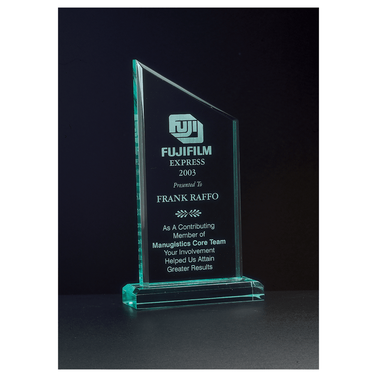 4 3/4" x 8 3/4" Zenith Series Jade Acrylic Award