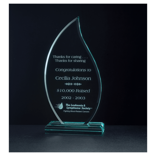 4 3/4" x  9 3/4" Flame Series Jade Acrylic Award