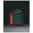 7 1/2" x 7 7/8" Arch Series Jade Acrylic with Rosewood Piano Finish Base, Gold Metal Accents