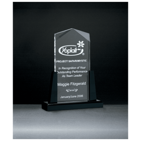 4" x 9" Spire Series Clear Acrylic Upright on Black Acrylic Base