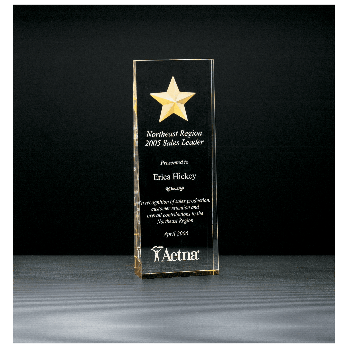 2 7/8" x 8" Constellation Series Etched Star with Gold Paint-Filled and Mirrored Bottom Acrylic