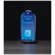 5" x 8" Arch Series Acrylic, Blue Mirror Upright, Black Base with Convex Acrylic Front