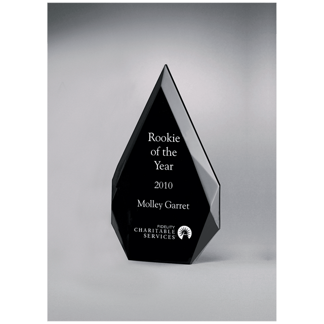 6 1/4" x 9 7/8" Flame Series Clear Freestanding Acrylic with Black Silk Screened Back