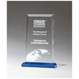 6 x 9 3/4" Apex Series Clear Acrylic Award with Blue Highlights and Blue Base