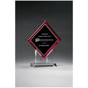 8 1/2" x 10" Diamond Series Acrylic w/Printed Red Border, Silver Mirror Highlights