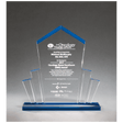 10" x 10 3/4" Large Tower Spotlight Clear Acrylic with Blue Accent on Blue Acrylic Base
