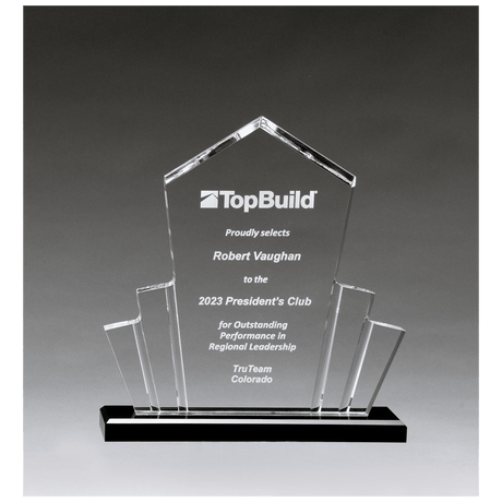10" x 10 3/4" Large Tower Spotlight Clear Acrylic with Black Acrylic Base.