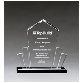 10" x 10 3/4" Large Tower Spotlight Clear Acrylic with Black Acrylic Base.