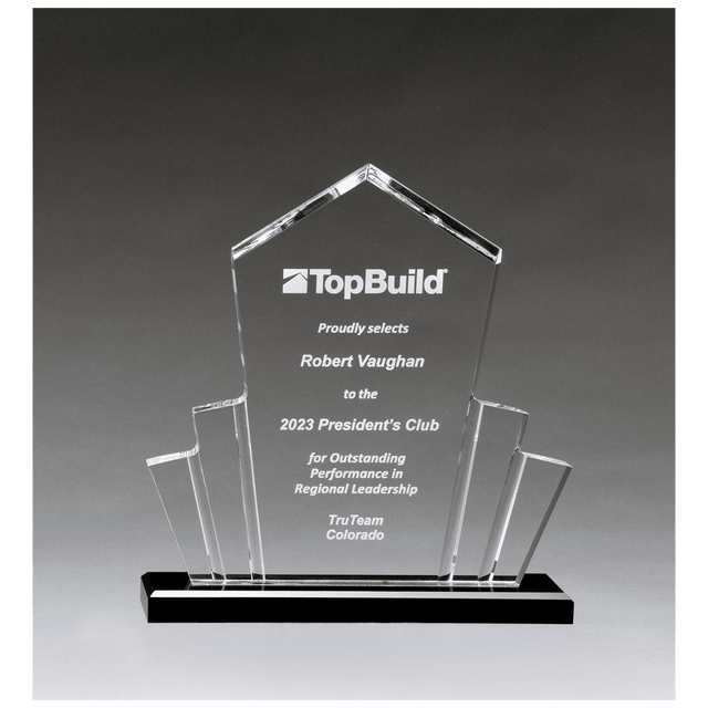 10" x 10 3/4" Large Tower Spotlight Clear Acrylic with Black Acrylic Base.
