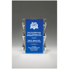 4"x 6" Freestanding Acrylic with Blue Background and Carved Jewel Accents