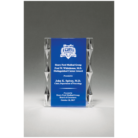 5" x 7" Freestanding Acrylic with Blue Background and Carved Jewel Accents