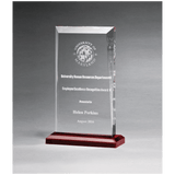 Clear Acrylic Award with Red Highlights and Red 5 1/2" x 8 3/4" Apex Series Base