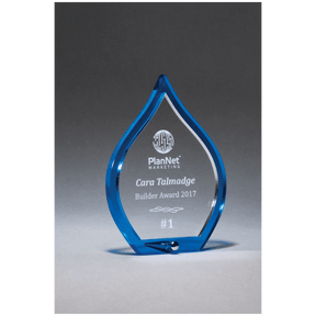 6" x 8 1/4" Blue Flame Acrylic with Clear Pop-Out Center and Silver Metal Post
