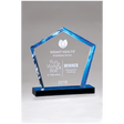 7" x 8" Diamond Series Acrylic Award with Blue Accent Blue Mirror-Topped Base