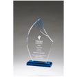 5 1/2 x 9 3/4" Flame Series Clear Acrylic with Blue Accents and Matching Blue Acrylic Base