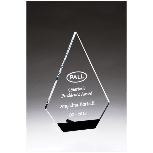 5 3/4" x 8" Diamond Series Clear Acrylic with Black Accent and Silver Post