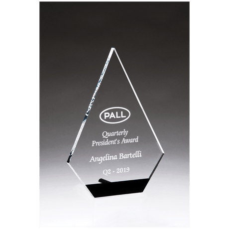 6 1/2" x 9" Diamond Series Clear Acrylic with Black Accent and Silver Post