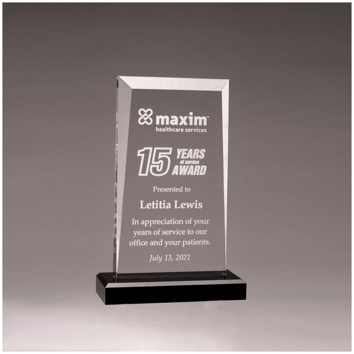 Clear Acrylic Award with Black 5" x 7 3/4" Apex Series Base