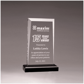 Clear Acrylic Award with Black 5 1/2" x 8 3/4" Apex Series Base
