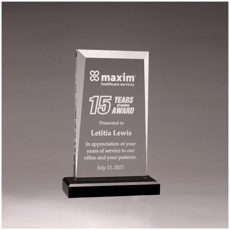 Clear Acrylic Award with Black 5 1/2" x 8 3/4" Apex Series Base