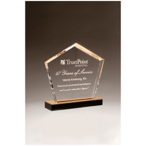 6" x 7" Diamond Series Acrylic with Gold Accent and Gold Mirror Top Black  Base