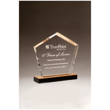 6" x 7" Diamond Series Acrylic with Gold Accent and Gold Mirror Top Black  Base