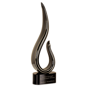15" Black & Gold Curve Art Glass