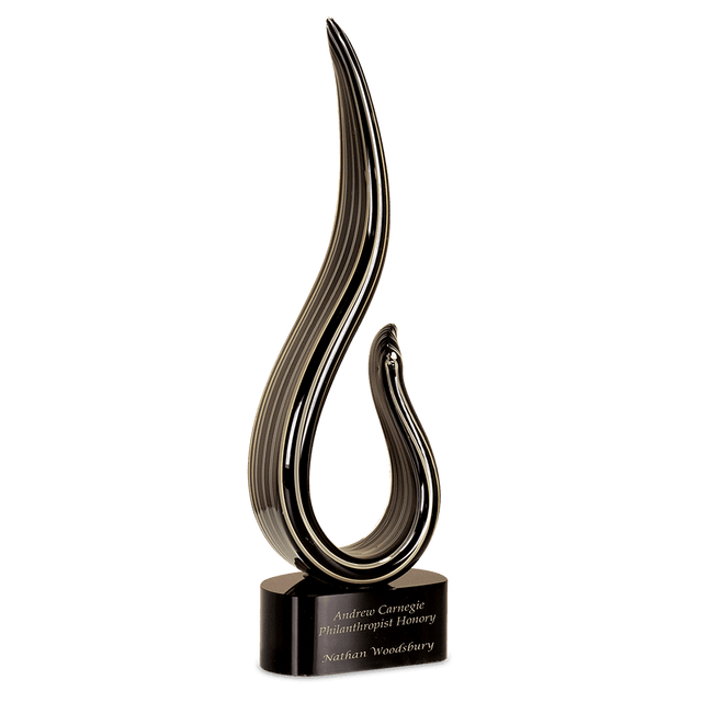 15" Black & Gold Curve Art Glass