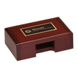 4 3/8" x 2 7/8" Rosewood Finish Business Card Box with Laserable Black Brass Plate