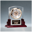 6 5/8" x 6 1/2" Glass Clock with Rosewood High Gloss Base, Black Aluminum Plate