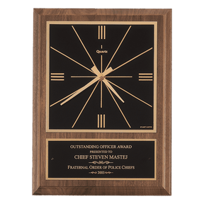 9" x 12" American Walnut Square Face Quartz Clock with Black Plate