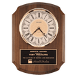 10 1/2" x 13" Walnut Quartz Clock, Brass Diamond Spun Bezel, Glass Lens, Ivory Dial, Plate