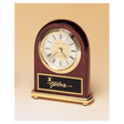 4" x 5" Rosewood Arch Piano Finish Clock, Brass Base, Diamond Spun Dial, 3 Hand Movement with Black Laserable Plate