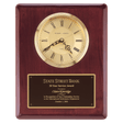 10 1/2" x 13" Rosewood Piano Finish Clock, Waterfall Bezel with Glass Lens,Gold Dial, Plate