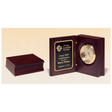 5 3/8" x 4 1/4" Hand Rubbed Mahogany Finish Book Clock w/Gold Spun Dial, 3 Hand Movement, Plate