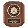 10 1/2" x 13" Walnut Quartz Clock, Brass Diamond Spun Bezel, Glass Lens, Black & Gold Dial