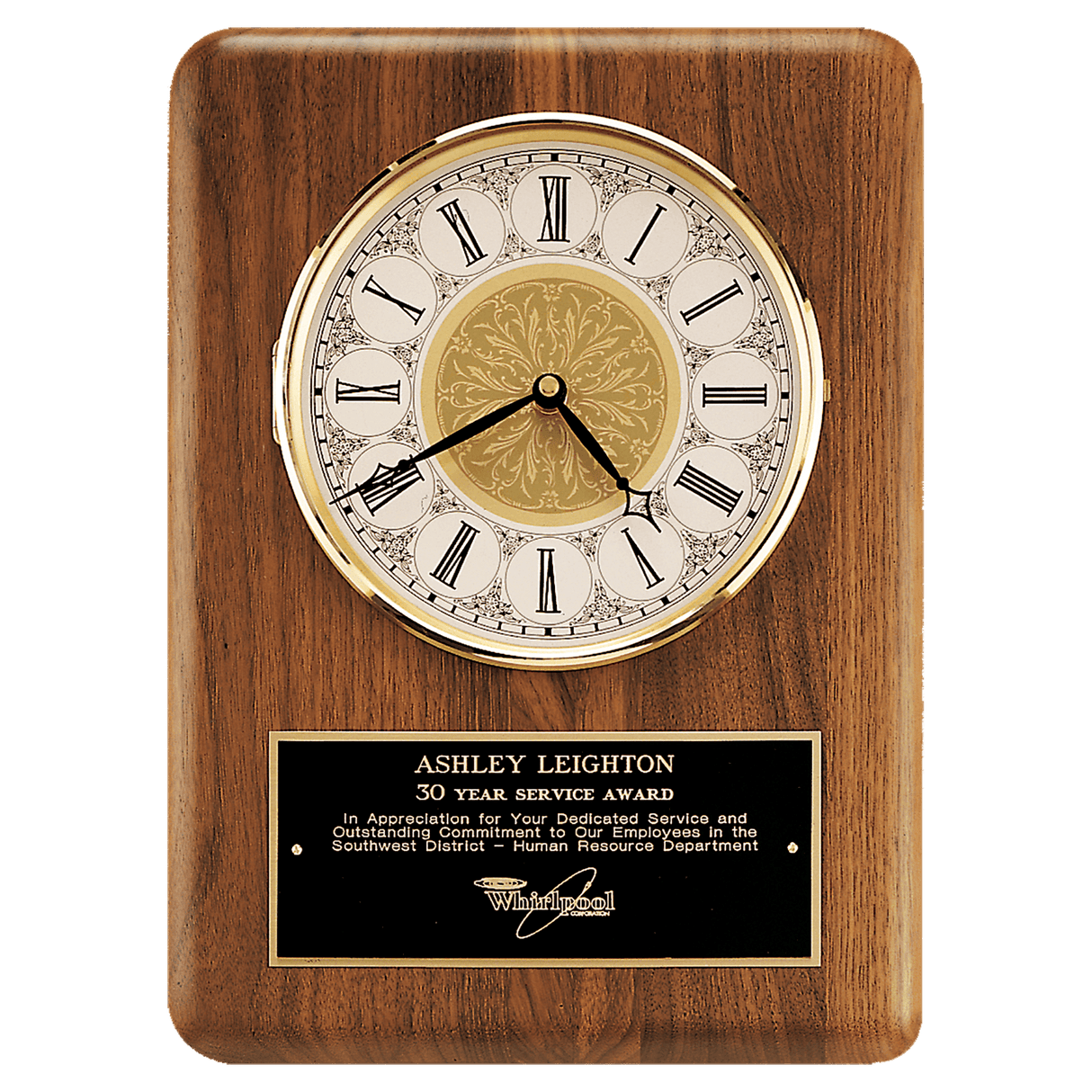 11" x 15" Solid Brass Diamond Spun Bezel with Glass Lens and Ivory Dial with Black Plate